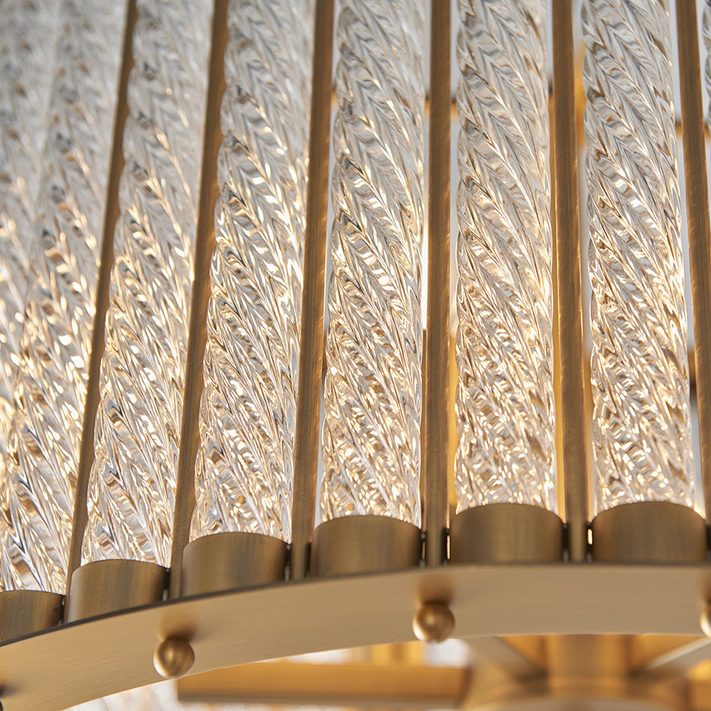 Merano Naples Matt Gold Ribbed Glass Pendant Light Image 5