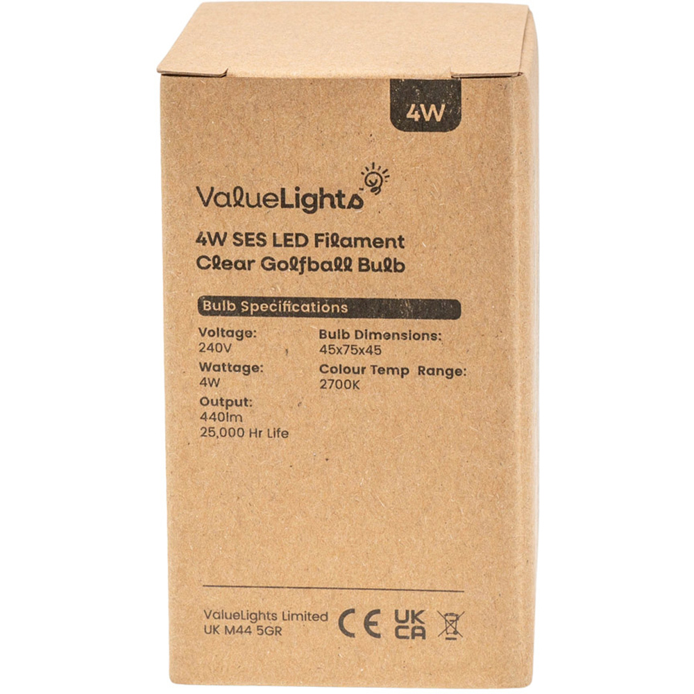 ValueLights 10 Pack SES E14 LED Filament Retro Style 4W Golfball Warm White 2700K Light Bulbs Image 3