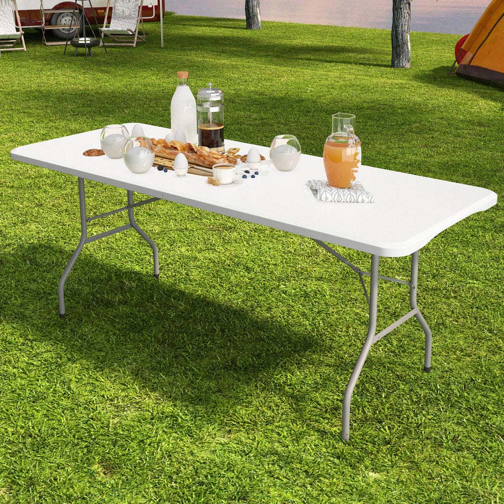 Brooklyn 6ft White Heavy Duty Foldable Garden Camping Table Image 4