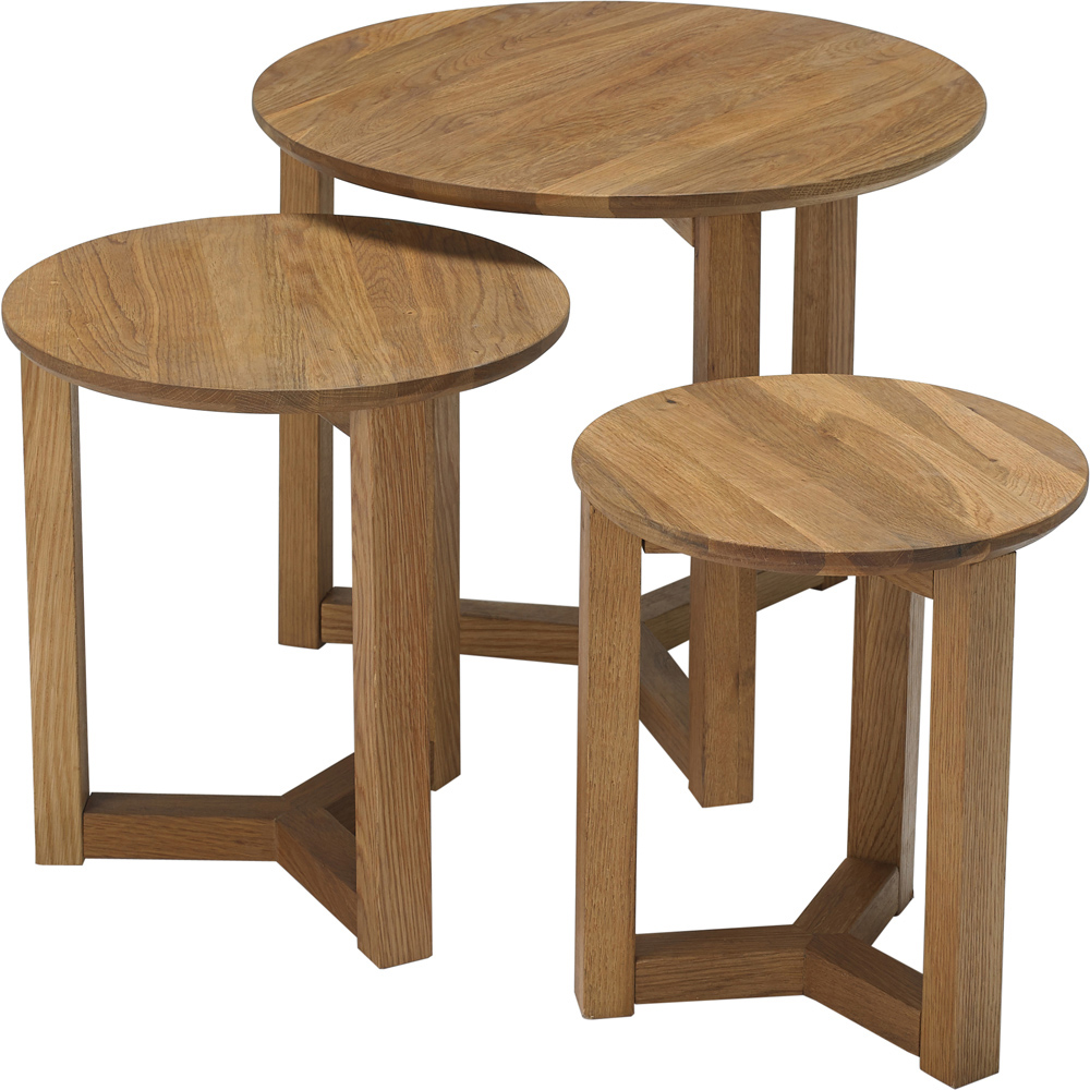 Stow Solid Oak Nest of Tables Set of 3 Image 2
