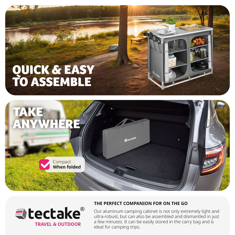 tectake 6 Compartments Grey Foldable Camping Kitchen Image 7