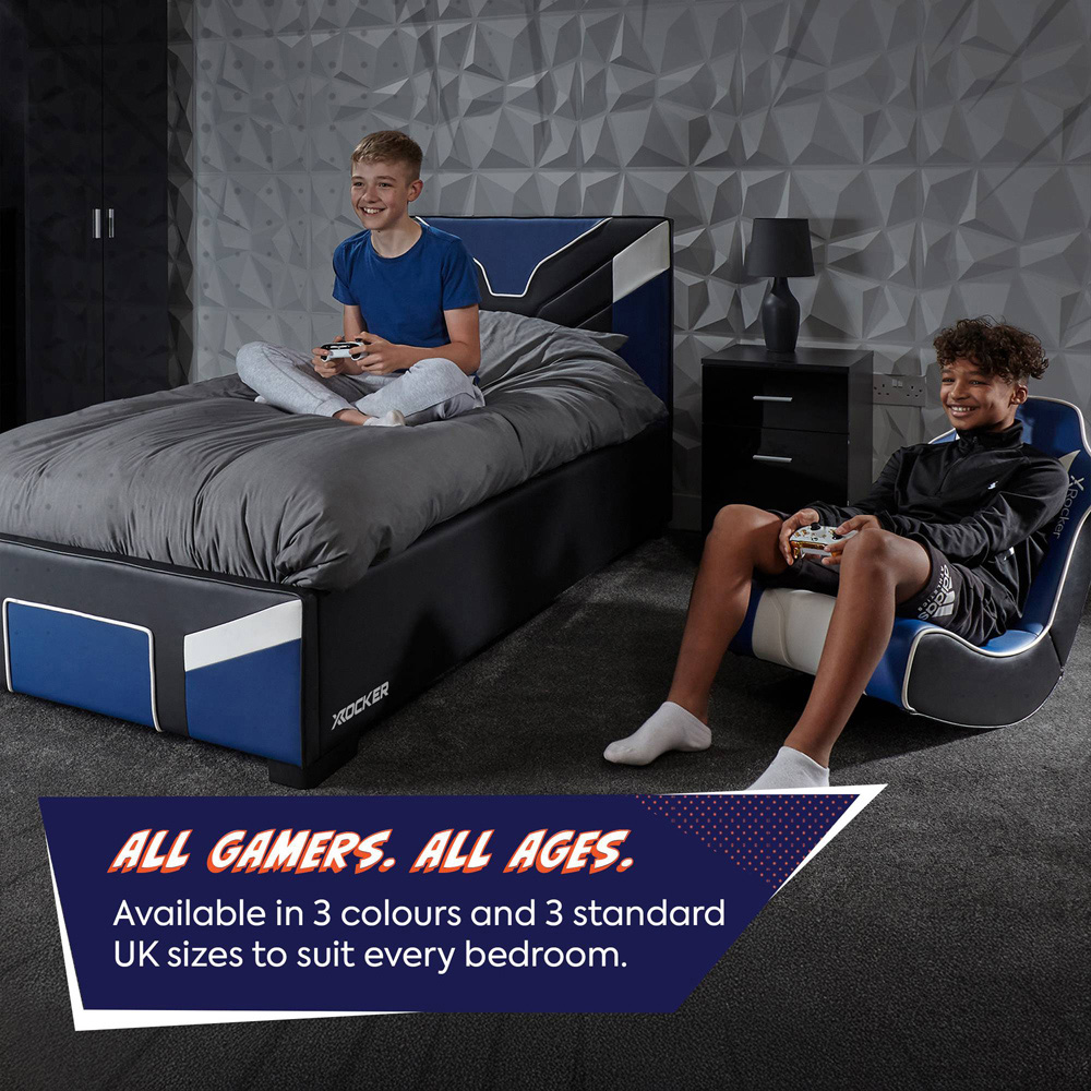 X Rocker Cerberus MKII Single Blue Ottoman Bed Image 6