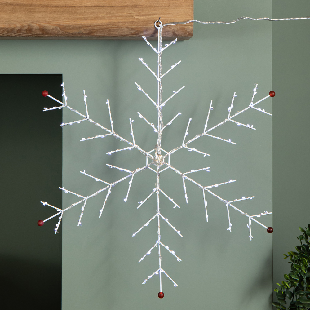 Samuel Alexander White LED Light Up Metal Christmas Snowflake Decoration Image 4