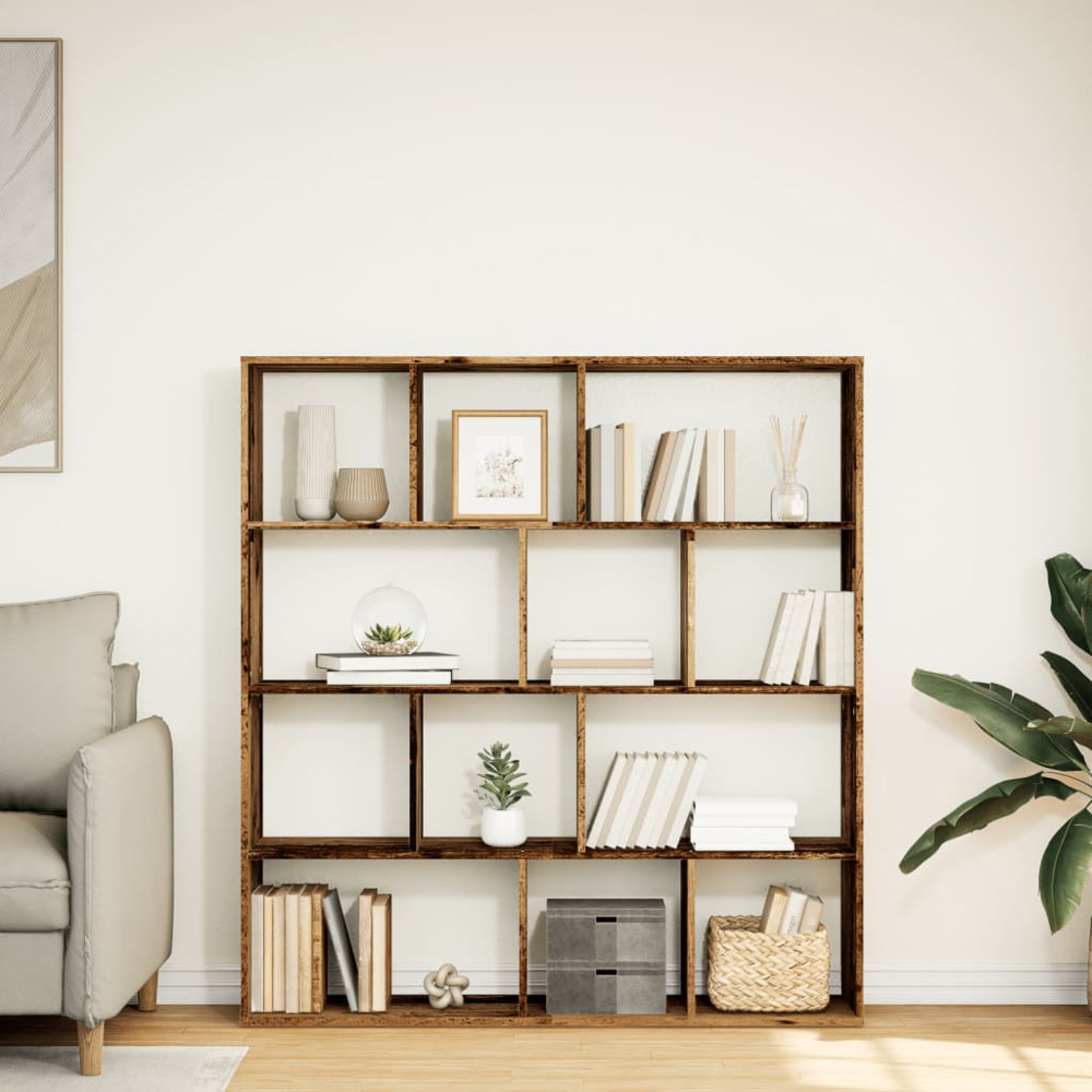 vidaXL 12 Shelf Old Wood Bookcase Image 9