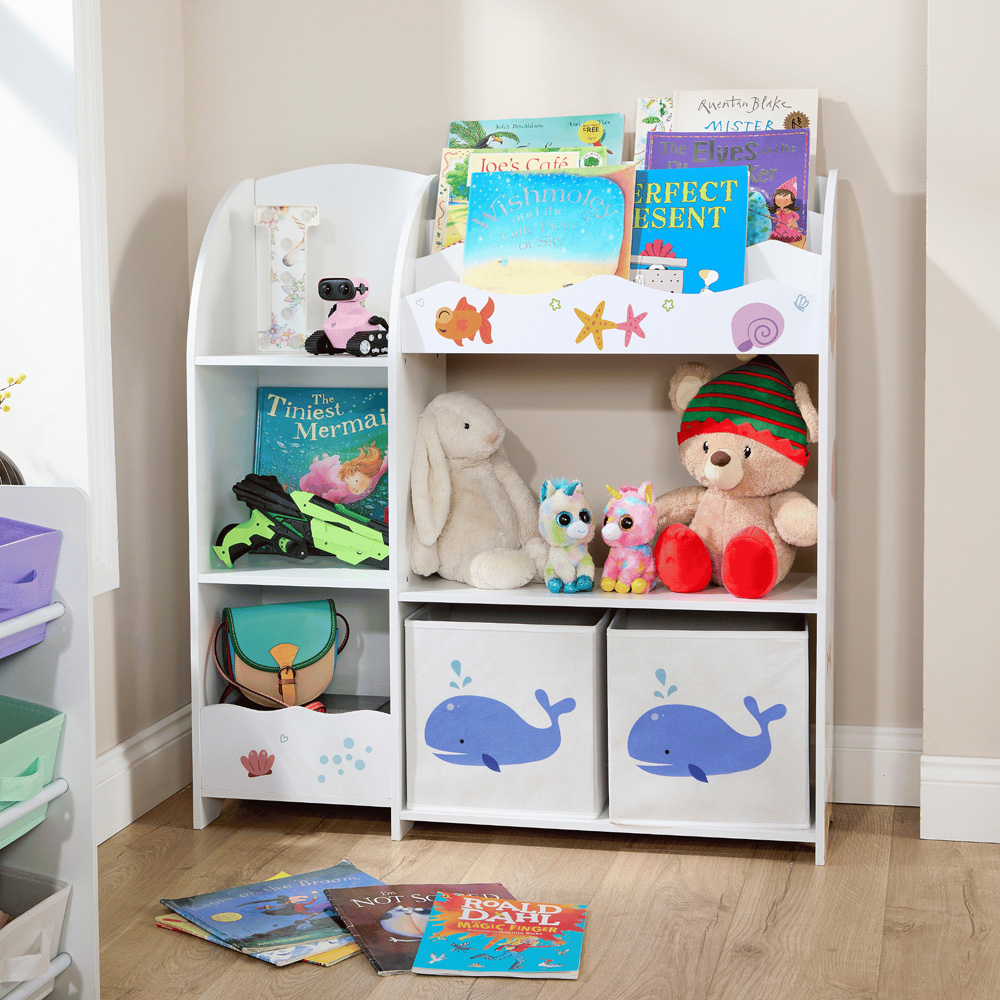 Home Source Anya 2 Fabric Drawer 7 Shelf Multicolour Sealife Animal Kids Toy Organiser Image 9