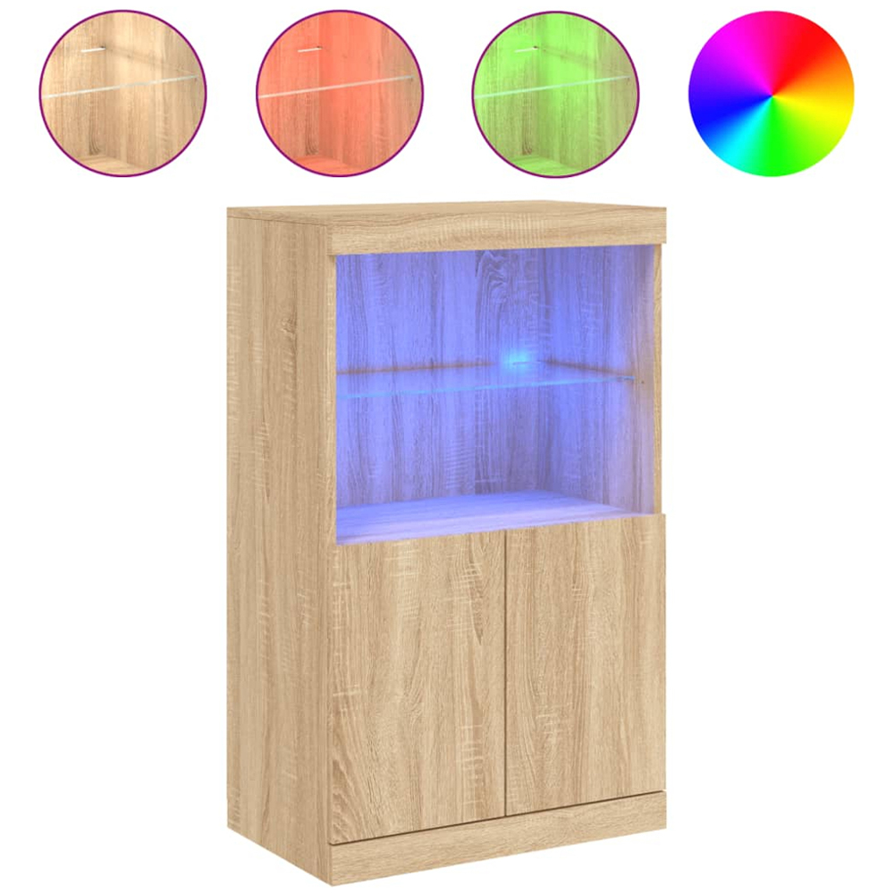 vidaXL 2 Door 2 Shelf Sonoma Oak Sideboard with LED Lights Image 8