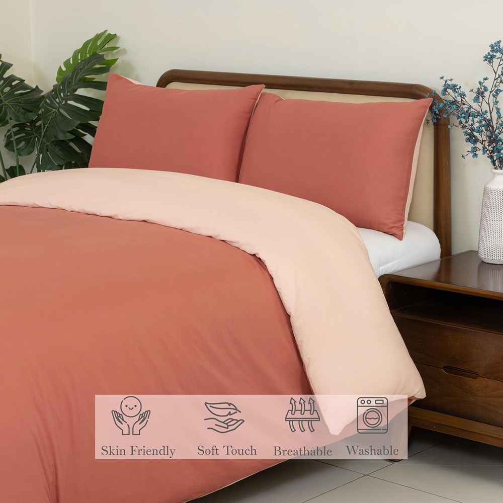 MHG Living Double Terracotta Reversible Duvet Set Image 5