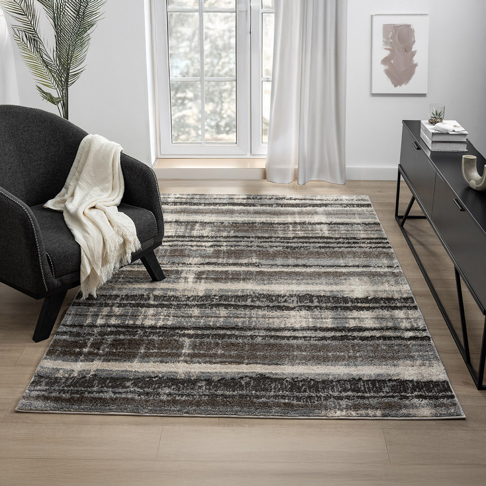 Desire Rugs Eleanor Grey Striped Embossed Rug 120 x 170cm Image 5