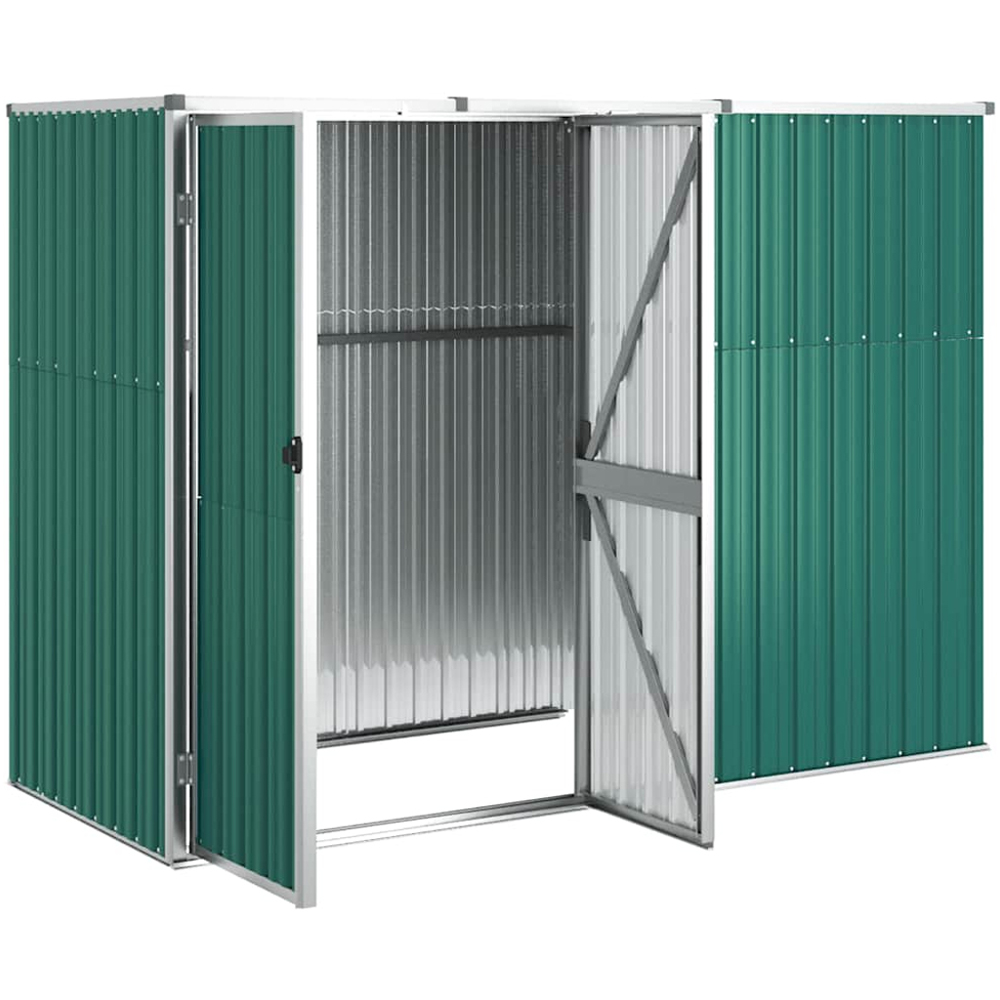 vidaXL 7.4 x 2.9ft Green Galvanised Steel Pent Garden Shed Image 3