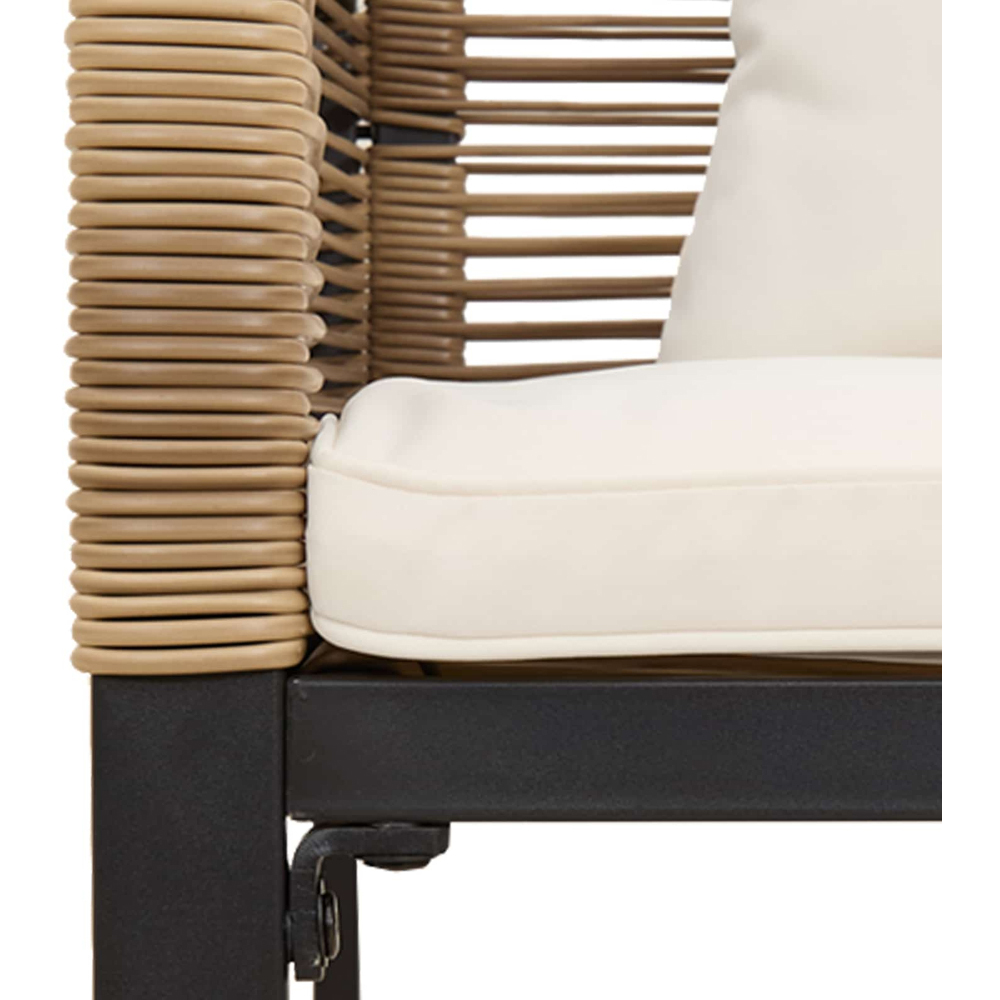 vidaXL Beige and Cream White Poly Rattan Garden Bench with Cushion 117 x 54 x 74.5cm Image 7