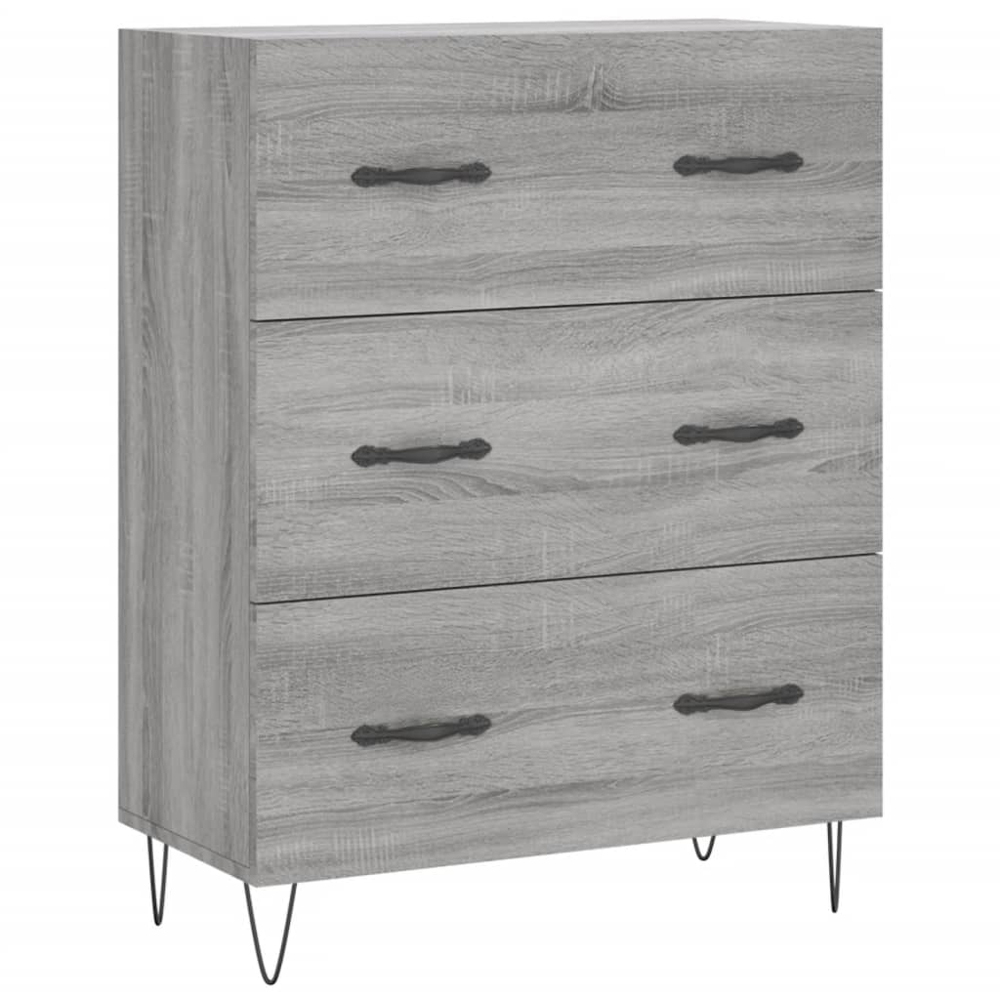 vidaXL 3 Door 3 Drawer Grey Highboard Image 4