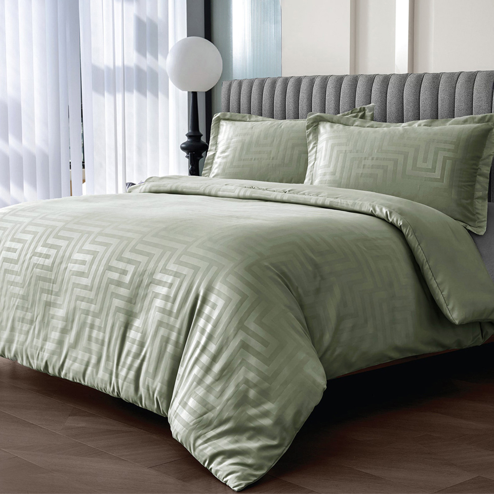 Velosso Larson King Size Sage Stripe Duvet Set Image