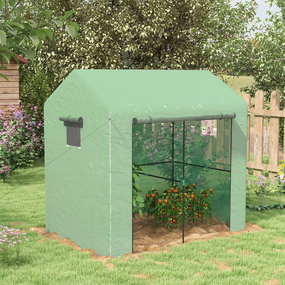 Outsunny Green Plastic 4.5 x 6.5ft Walk In Greenhouse Image 2
