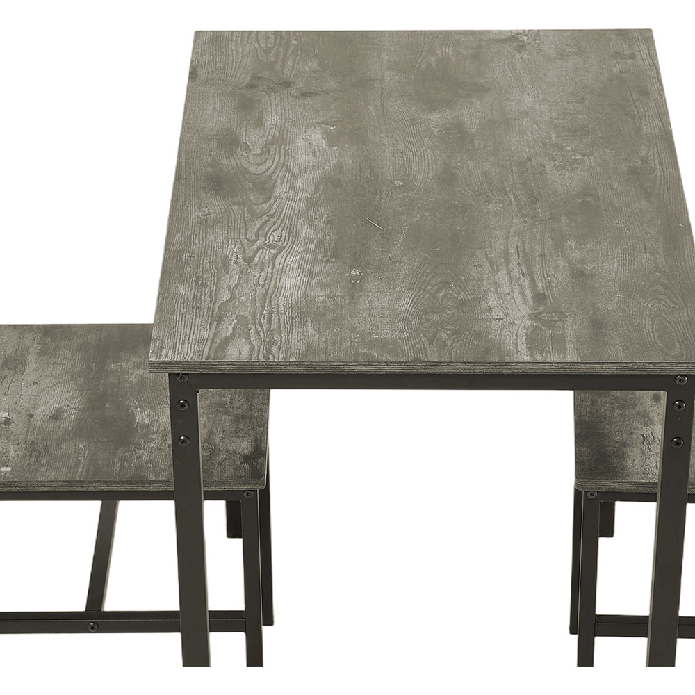 Living and Home 2 Seater Industrial-Style Dining Table Set Grey Image 3