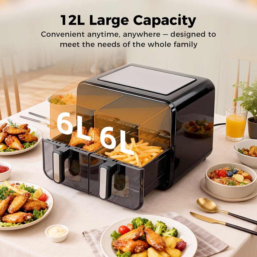 Spector FR1009-BK-UK Black Dual Zone Air Fryer 12L 2600W Image 3