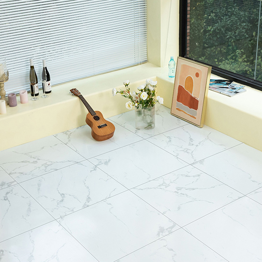Gr8 Home White Marble Effect Self Adhesive Floor Tile 36 Pack Image 1