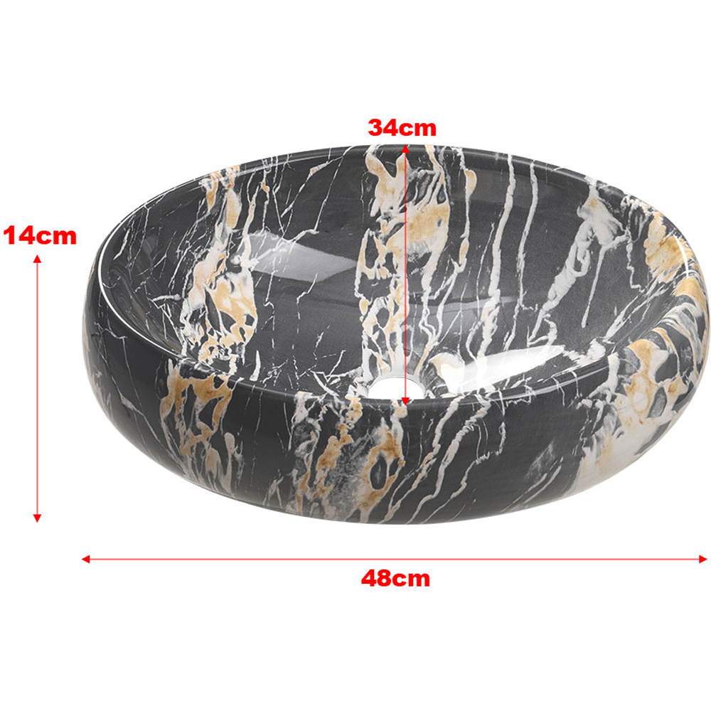 Living and Home Oval Marble Countertop Basin 480mm Image 9