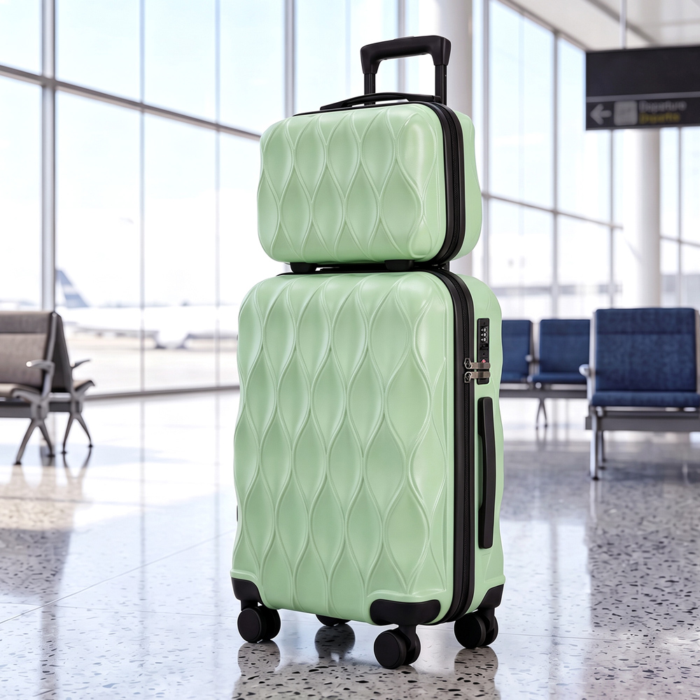 HOMCOM Set of 2 Green Hard Shell Luggage Suitcase with TSA Lock and USB Port Image 2