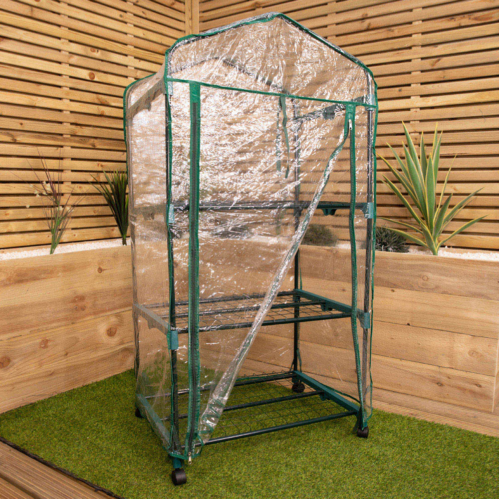 Samuel Alexander 3 Tier Portable Mini Greenhouse with Wheels Image 6