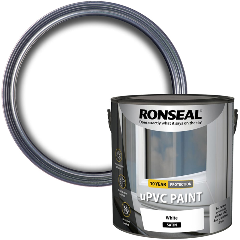 Ronseal uPVC White Satin Paint 2.5L Image 1