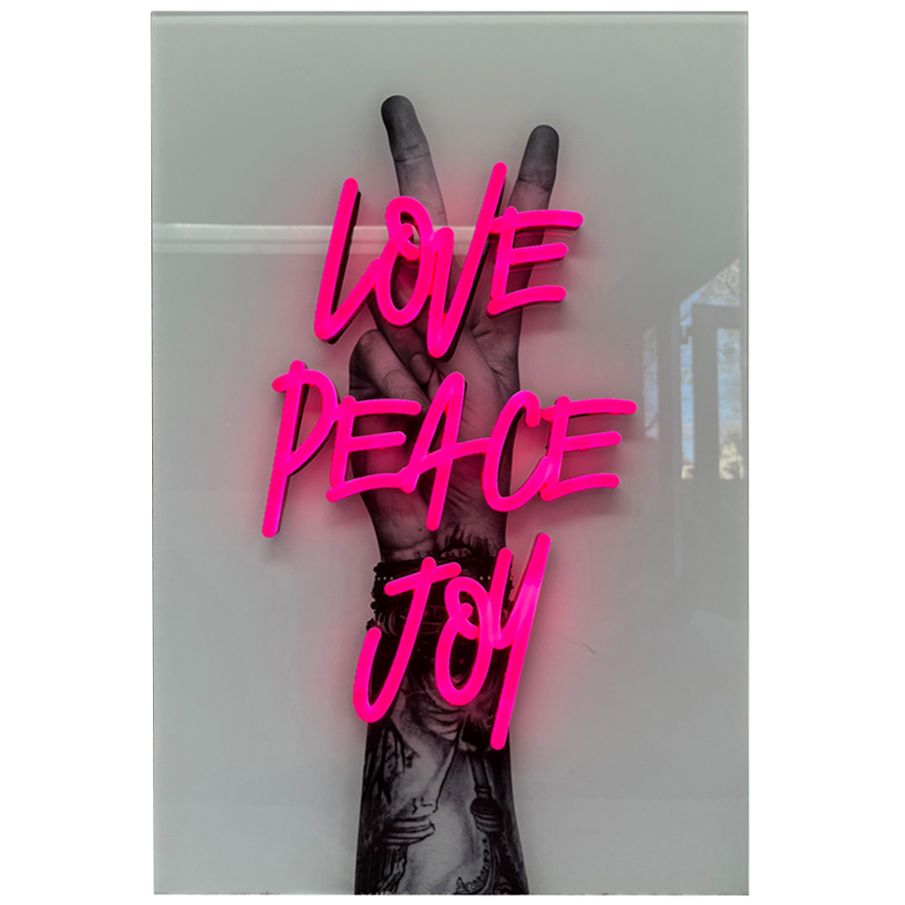 Splashbax Love Peace Joy Unframed LED Neon Wall Art Image 1