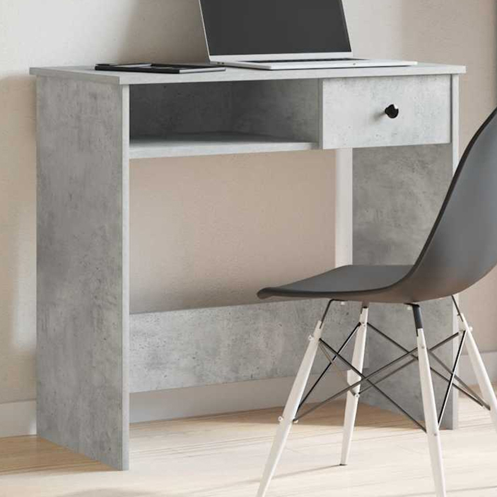 vidaXL Single Drawer Single Shelf Computer Desk Concrete Grey Image 1
