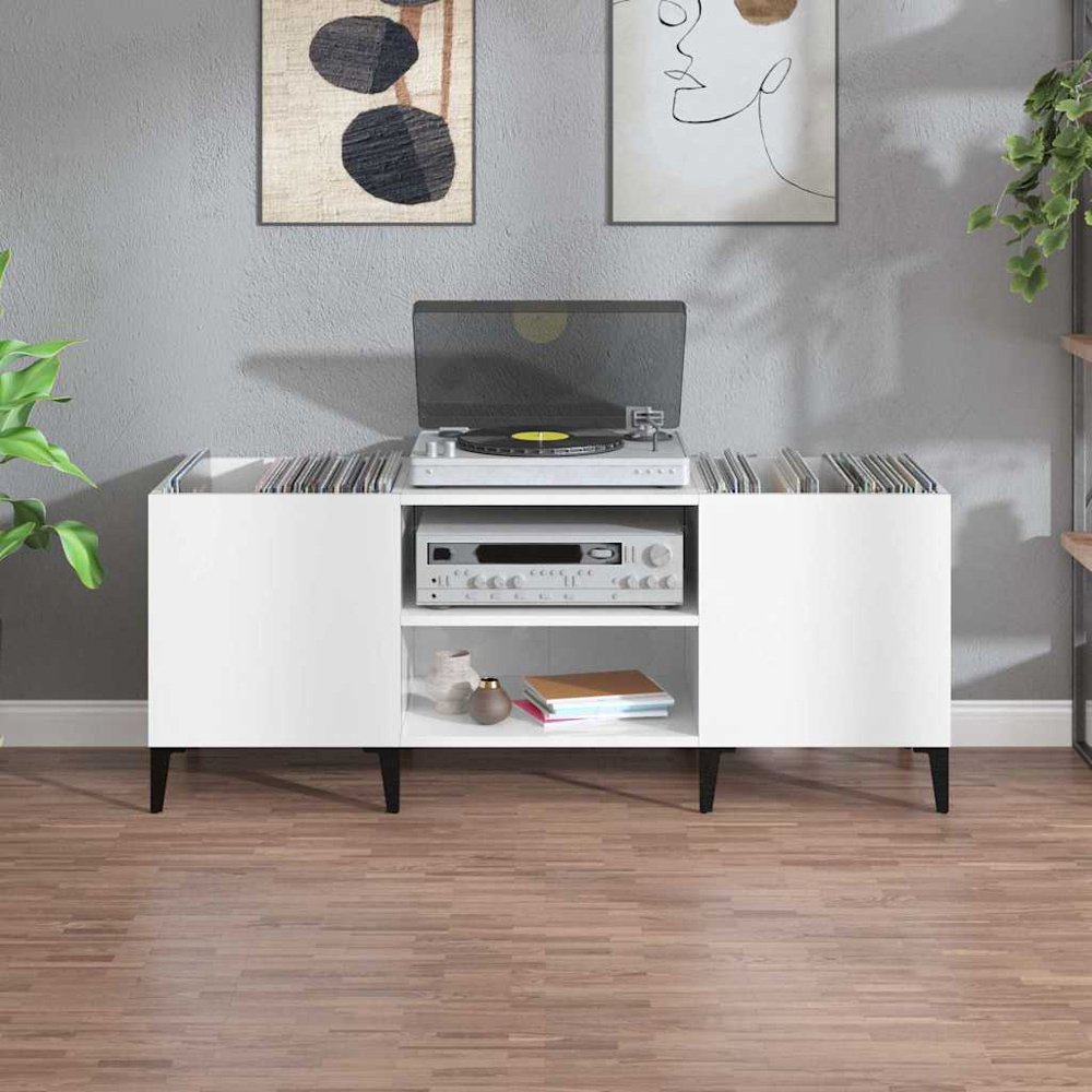 vidaXL 2 Shelf White Record Cabinet Image 7