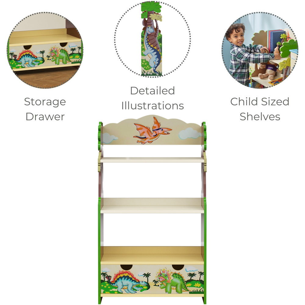 Teamson Kids 3 Shelf Fantasy Fields Dinosaur Kingdom Toy Bookshelf Image 8