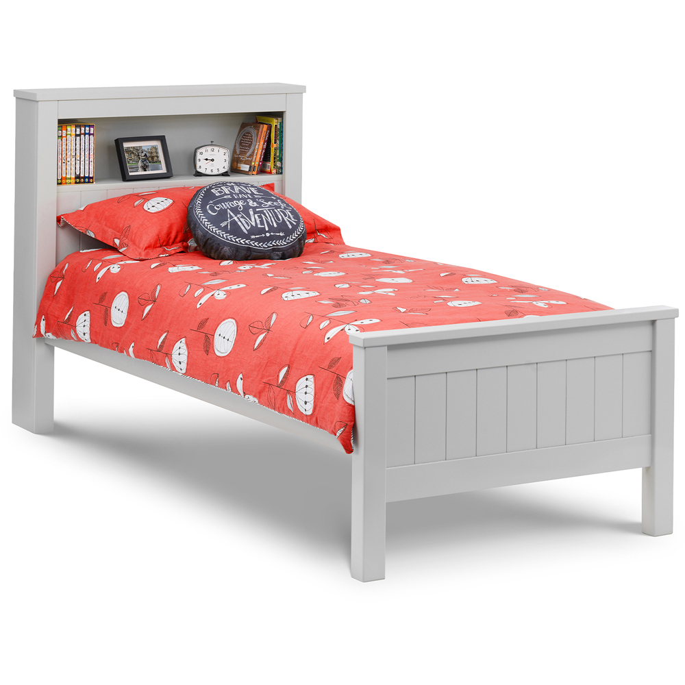 Julian Bowen Maine Single Dove Grey Bed Frame with Bookcase Headboard Image 6