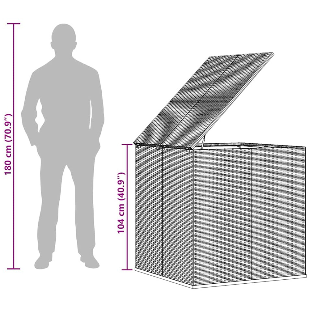 Walplus Grey PE Rattan Cushion Box 104 x 98 x 100cm Image 9