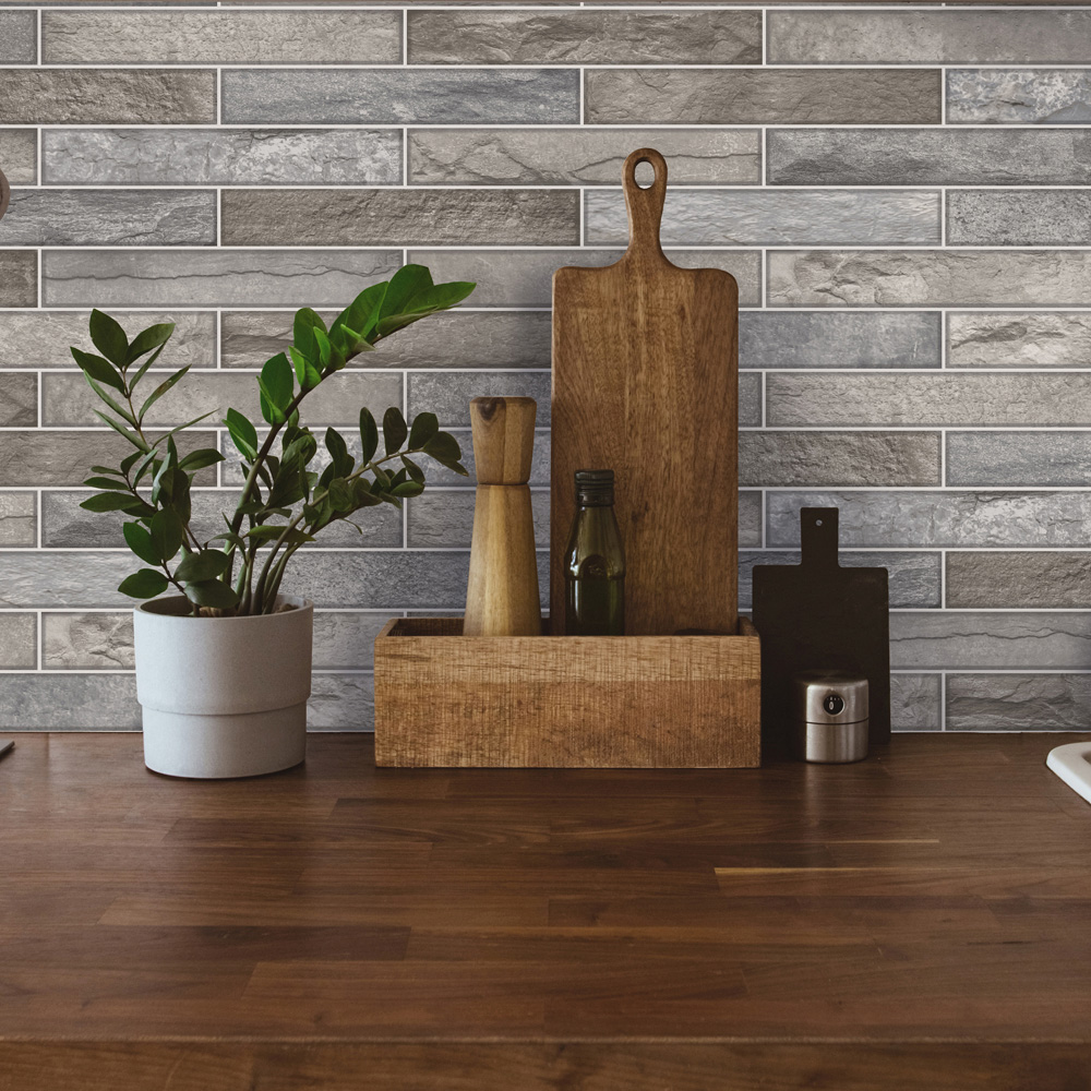 Holden Decor Talara Stone Tile Blue Mocha Wallpaper Image 3