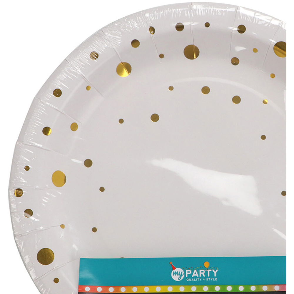 Pack of 8 Gold Foil Plates - Gold Image 2