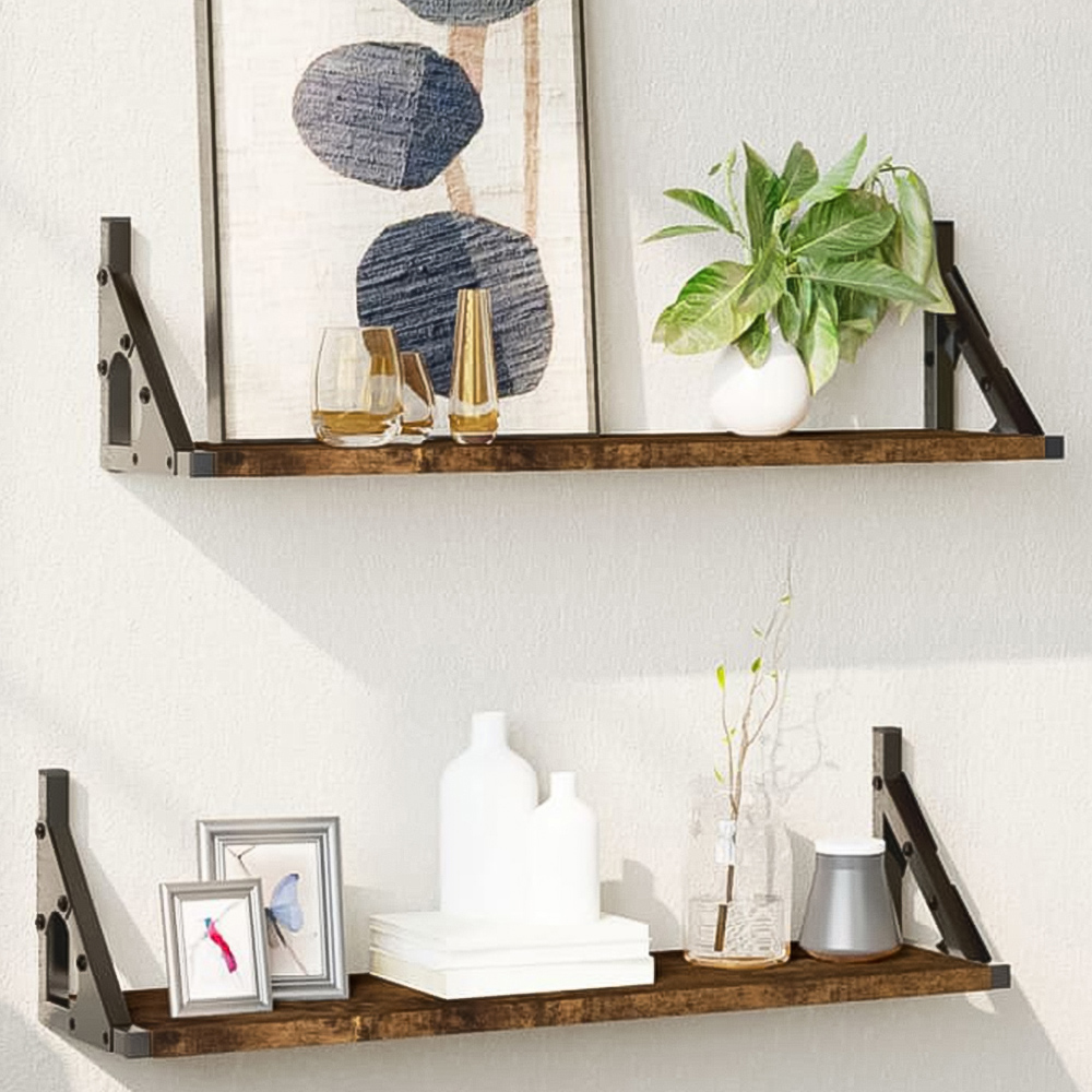 vidaXL 60cm Brown Wall Shelf Image