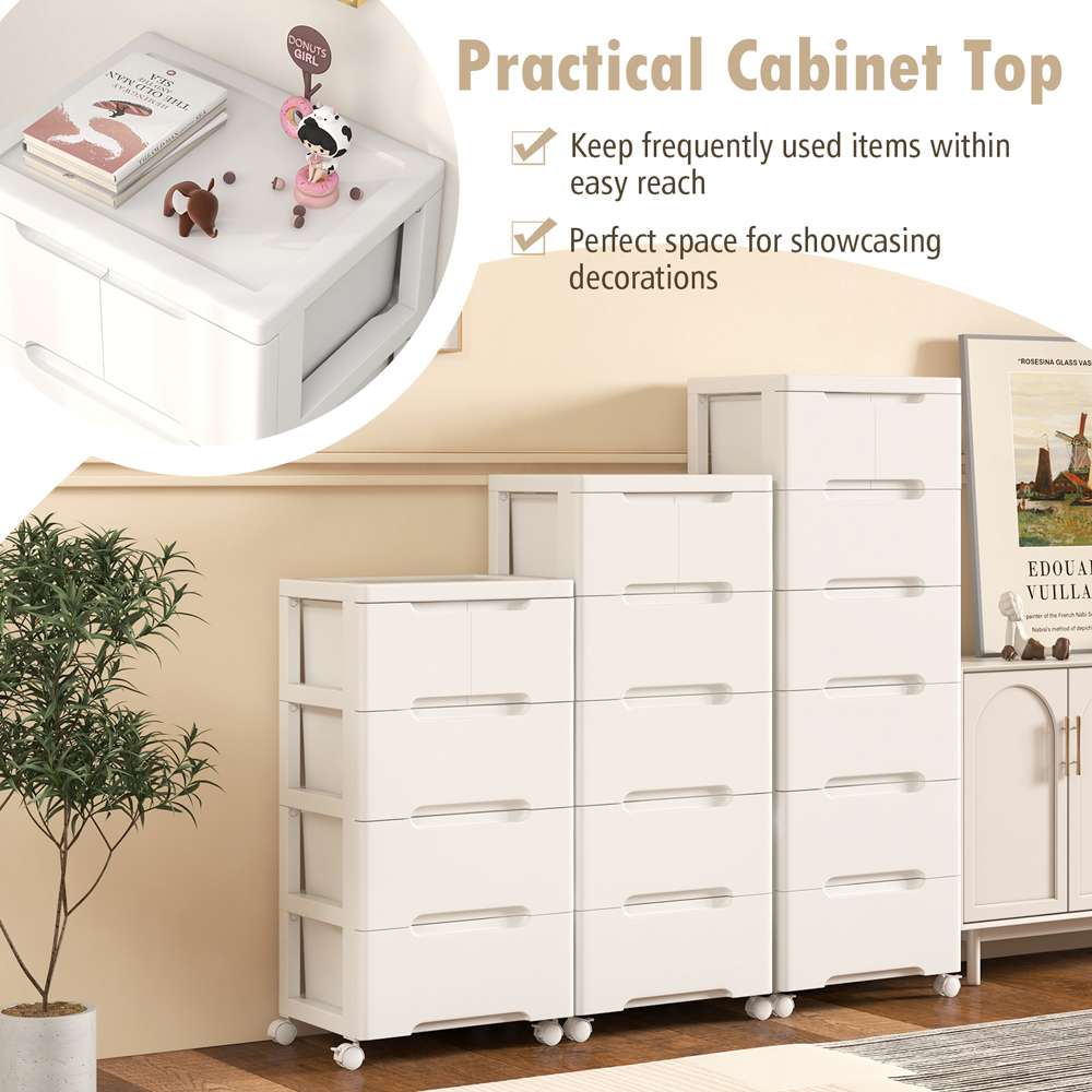 Costway 6 Drawer White Vertical Rolling Storage Cabinet Image 7