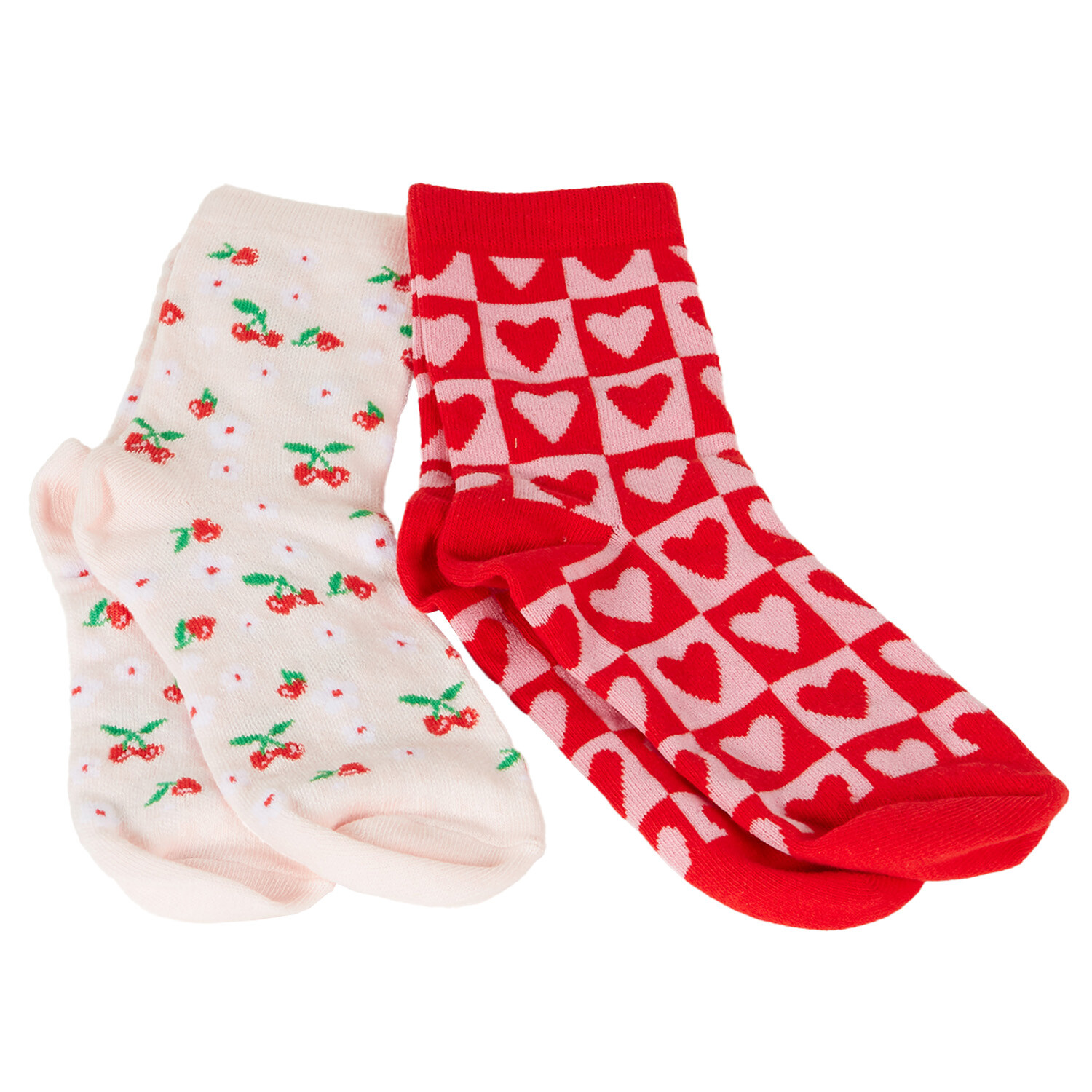 Pack of 2 Cherry Hearts Socks - Multicolour Image 3