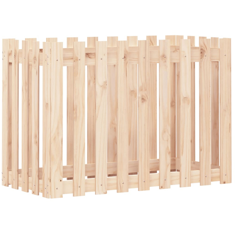 vidaXL Brown Solid Pine Wood Fence Design Raised Garden Bed 70 x 100 x 50cm Image 1
