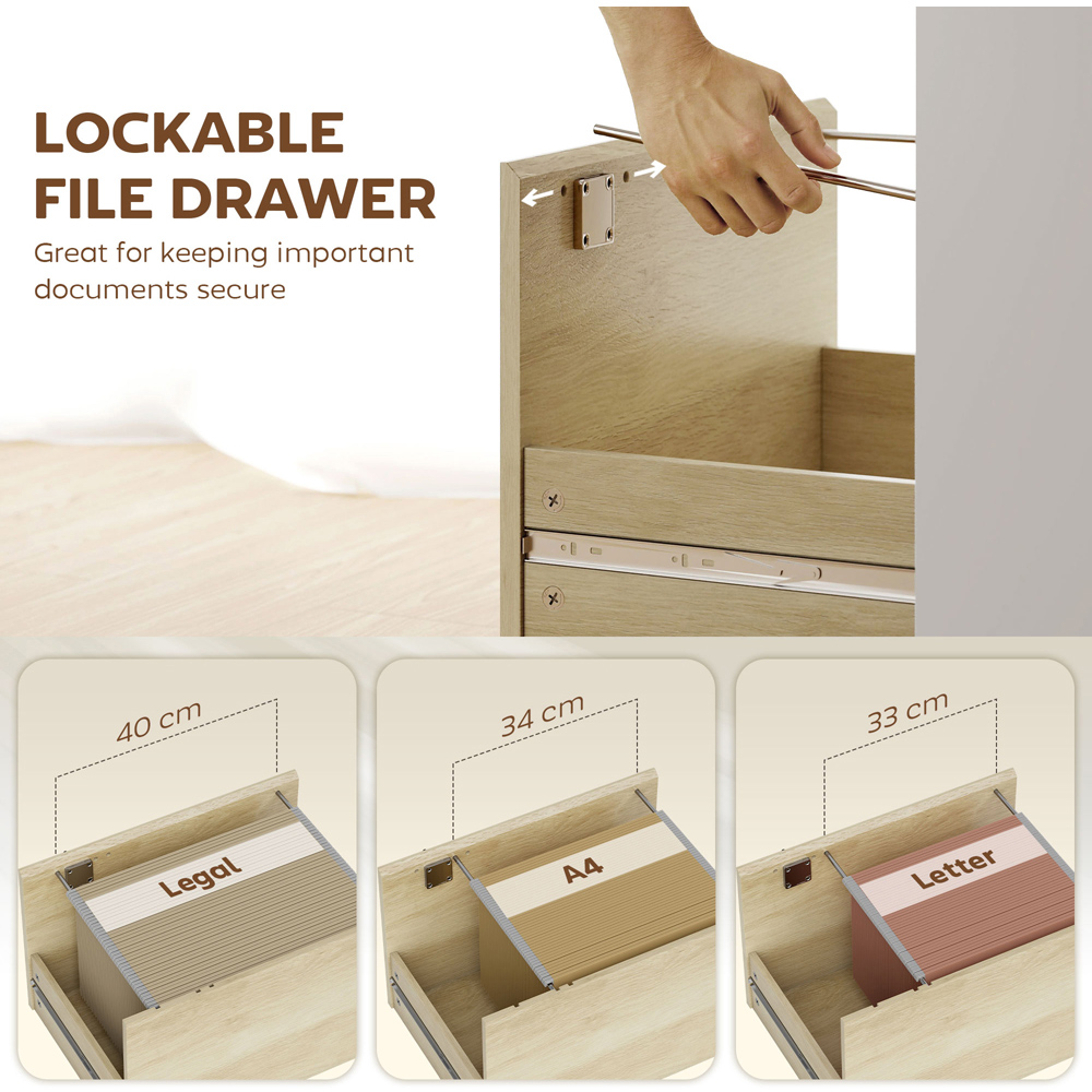 HOMCOM Single Drawer 4 Shelf Computer Desk Oak Wood Effect Image 6