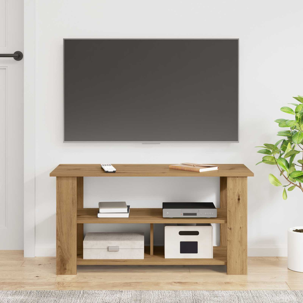 vidaXL 2 Shelf Artisan Oak Wide TV Stand Image 4