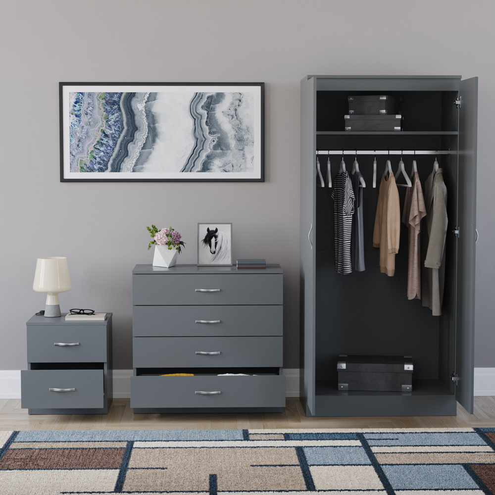 VIDA DESIGNS Riano Grey 3 Piece Bedroom Furniture Set Image 3