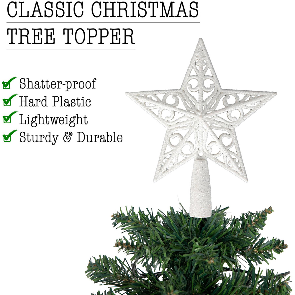 Shatchi White Glitter Star Tree Topper Image 4