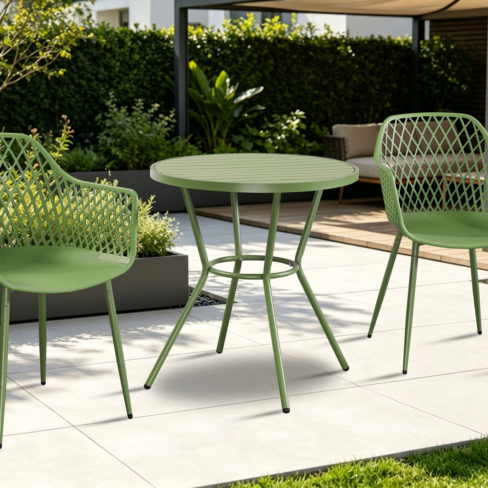 Core Products 2 Seater Moss Green Round Plastic Garden Bistro Table Image 6