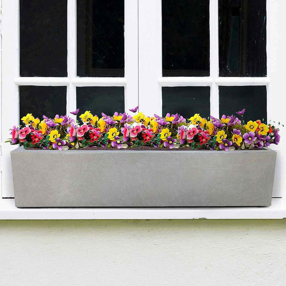 wilko Window Flower Box Grey Light Concrete Outdoor Planter 17.5cm Image 2