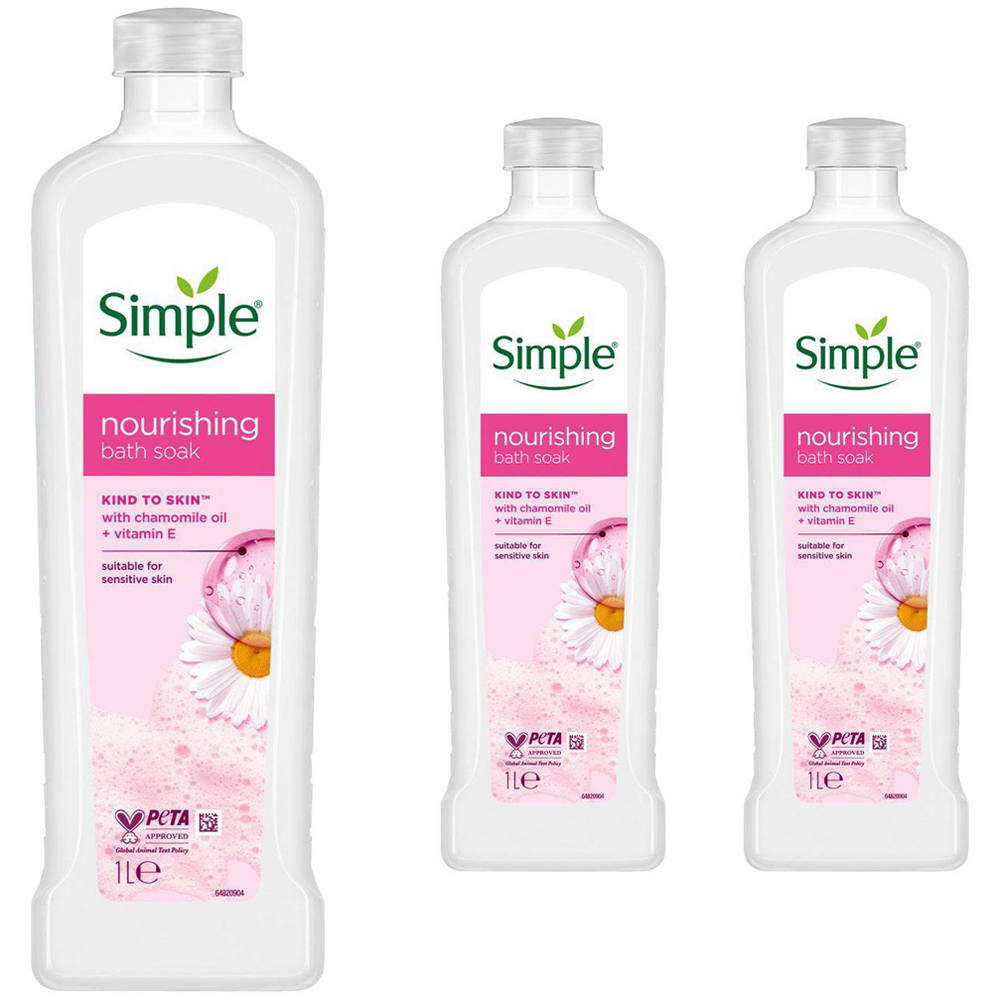 Simple Kind to Skin Chamomile Oil Nourishing Bath Soak 1L 3 Pack Image 1