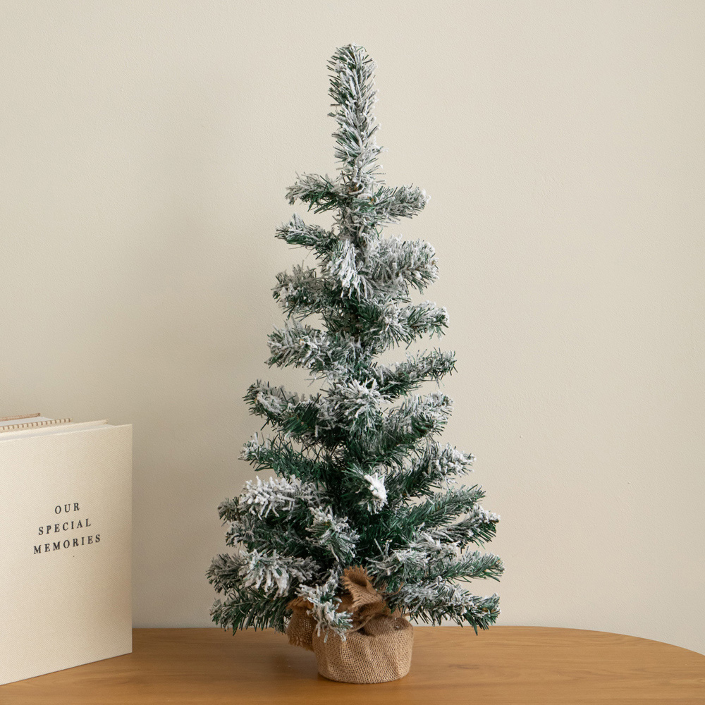 Samuel Alexander Snowy Mini Fir Christmas Tree with Jute Bag Stand 2ft Image 2