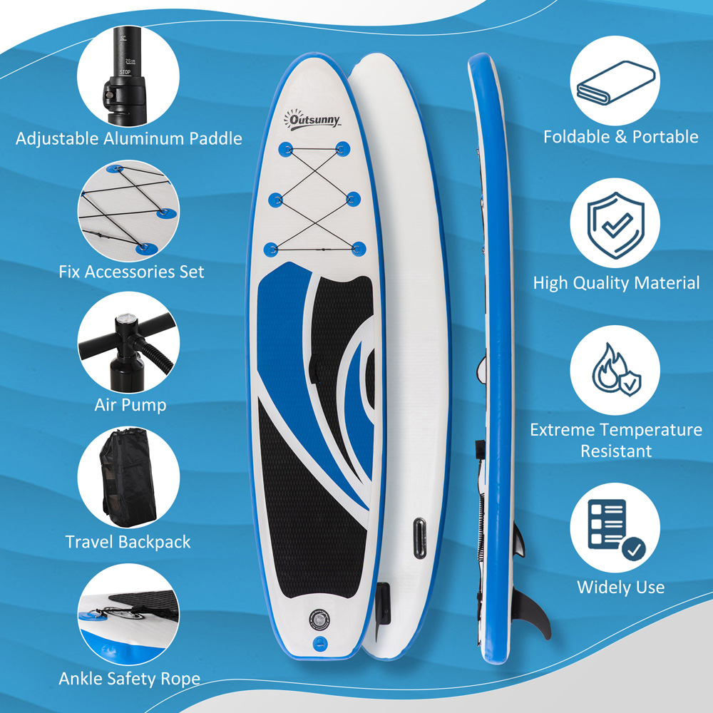 Outsunny White and Blue Inflatable Stand Up Paddle Board with Accessories 10ft 6 inch Image 4