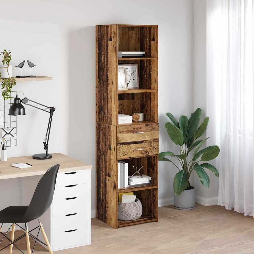vidaXL 2 Drawer 5 Shelf Old Wood Highboard Image 9