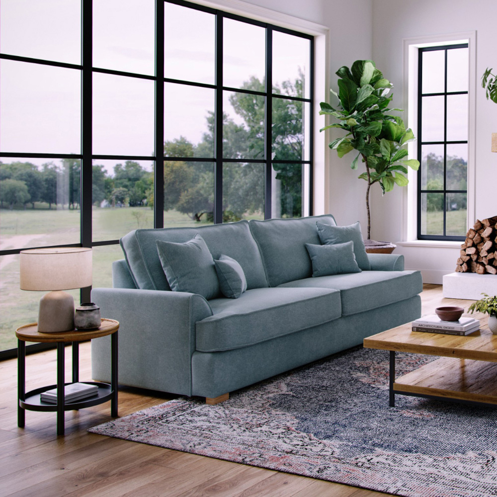 Alba City 4 Seater Fine Blue Fabric Sofa Image 5