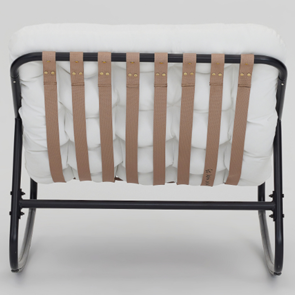 Home Detail Marbella Black Rocking Chair with Ivory Cushions Image 5
