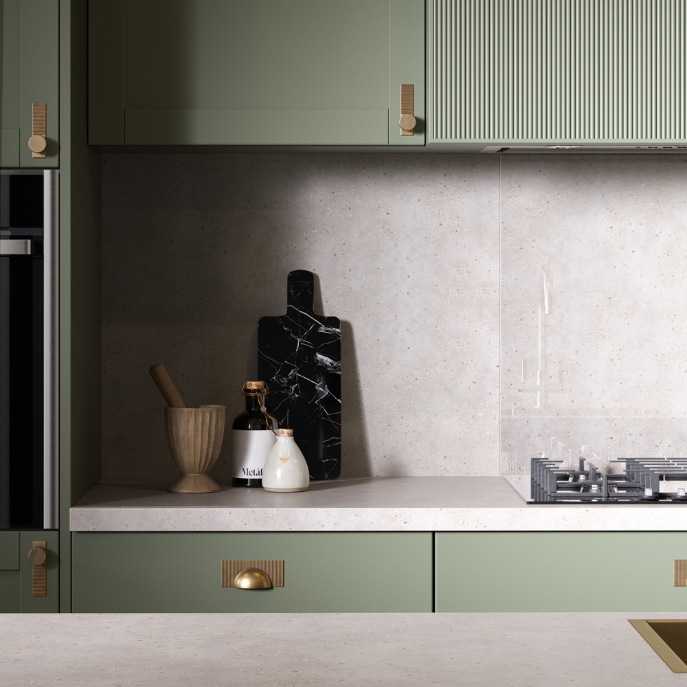 Omega Modern Terrazzo Dune Stone Laminate Kitchen Edging 3000 x 100mm Image 3