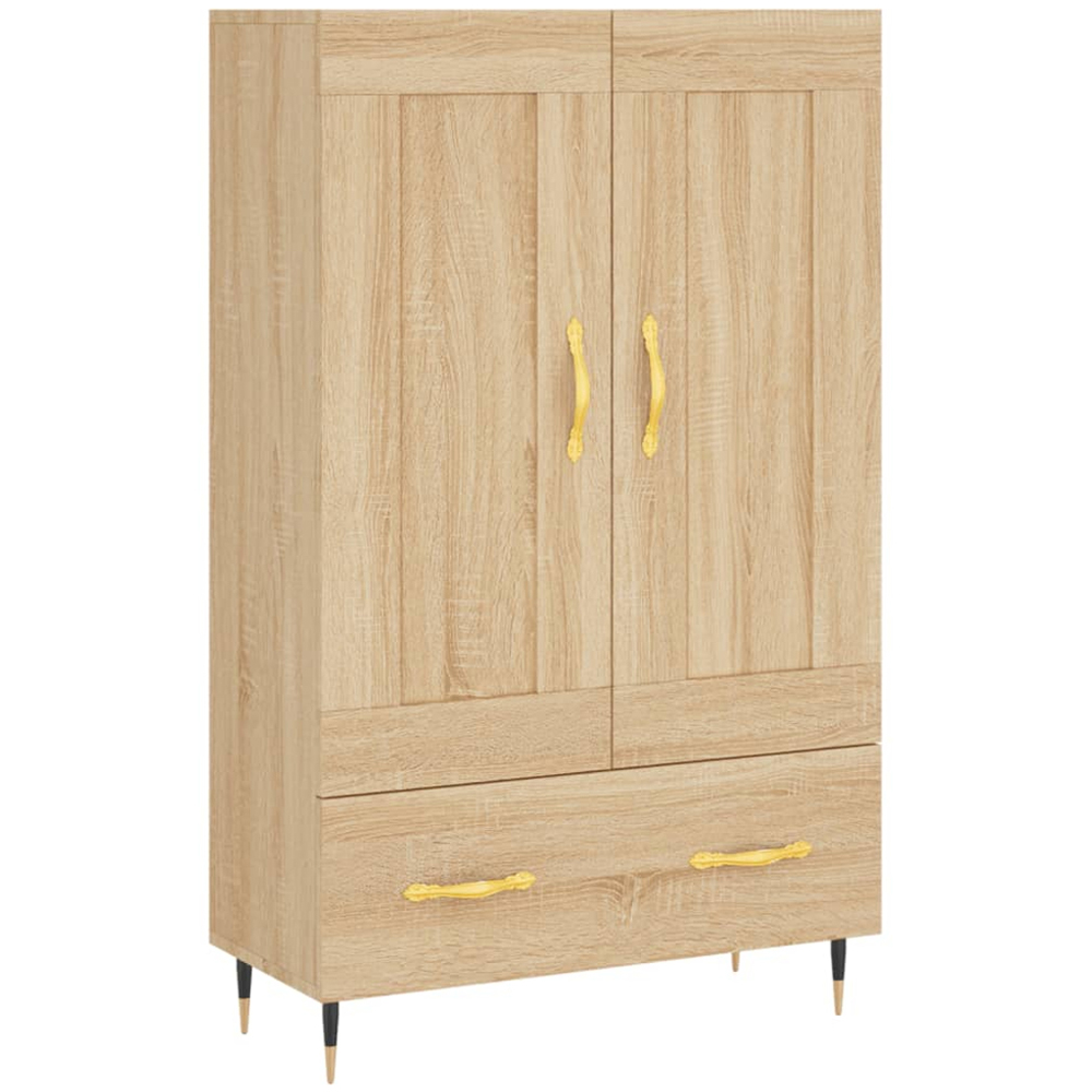 vidaXL 2 Door Single Drawer 2 Shelf Sonoma Oak Highboard with Metal Legs Image 2